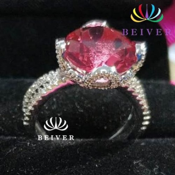 Rose Solitaire White Gold Filled CZ Luxury Ring - Picture 2 of 6